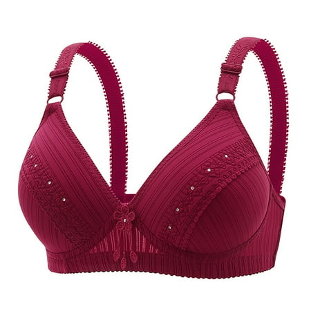 Ramiter Lingerie for Women Fitness Dry Running with String Quick Woman Size Underwear Bras Shockproof Large 44 Wine