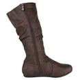 thumbnail image 3 of Forever Women Flat Heel Slouchy Mid-Calf Basic Light Weight Boots Side Zipper SELENA-24 Dark Brown PU 6, 3 of 4