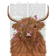 thumbnail image 2 of Fab Funky 26x32 Gold Ornate Wood Framed with Double Matting Museum Art Print Titled - Highland Cow 1, Pink Flowers Book Print, 2 of 4