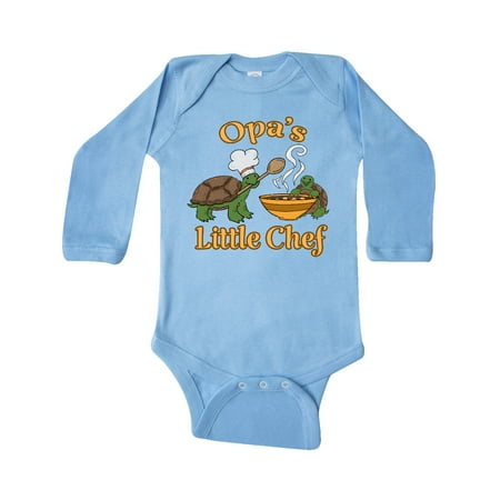 

Inktastic Opa s Little Chef with Cute Turtles Gift Baby Boy or Baby Girl Long Sleeve Bodysuit