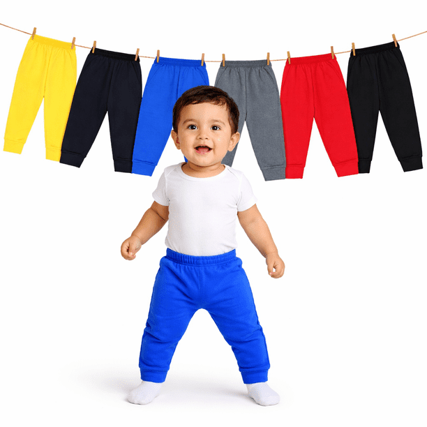 Paquete con 6 Pantalones Suaves para Bebé Niño combinación de colores fuertes, Baby Planet México, Talla 6 a 9 Meses, 100% Algodón.