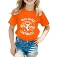 thumbnail image 1 of Hauts et T-Shirts pour Filles, Col Rond avec Lettres, Manches Courtes, Ajustement Confortable pour Usage Quotidien, Style Printemps Été pour Jeunes Filles, 1 of 3
