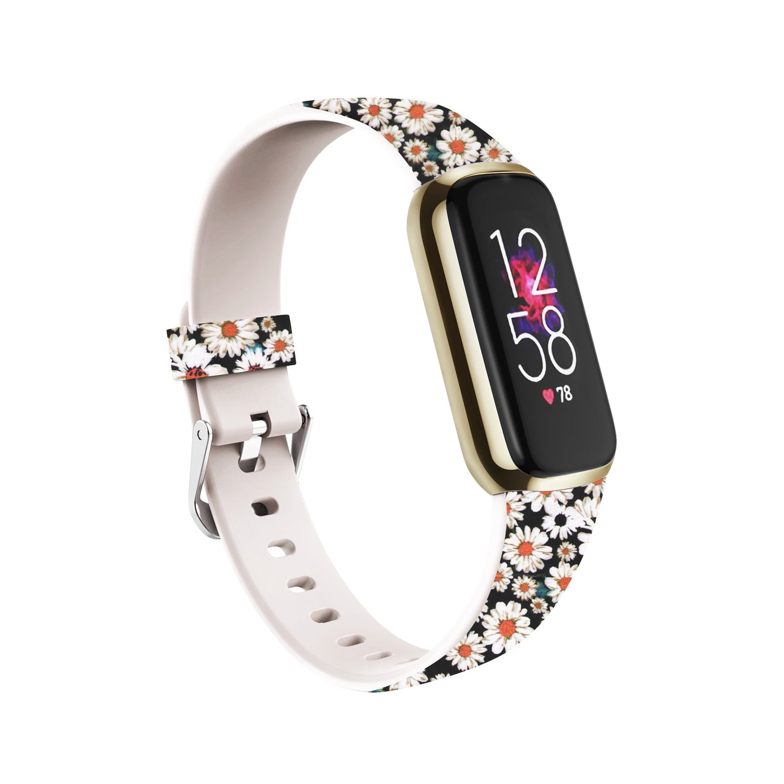 Yawots Sport Band Compatible with Fitbit Luxe, Floral Silicone Printed ...