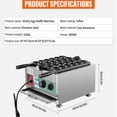 thumbnail image 2 of 24pcs Commercial Waffle Ball Maker, Nonstick Electric Bubble Skewer Waffle Ball Machine with Time&Temp Control for Bakeries, Restaurants, Kiosks, Canteens, 2 of 9