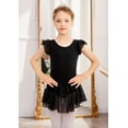 thumbnail image 3 of Oudiya Girls Shiny Ruffle Sleeve Ballet Leotard with Skirt Criss Cross Back Dance Outfit for Ballerina Kids 3-11Y, 3 of 8