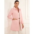 thumbnail image 3 of Gabardina de invierno con un solo pecho y cuello vuelto para mujer Rosa XL, 3 of 6