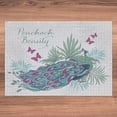 thumbnail image 5 of Ambesonne Feather Jigsaw Puzzle Durable Cardboard, Peacock Beauty Lettering, 1000 pcs, Coconut and Multicolor, 5 of 5