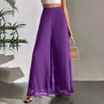 thumbnail image 4 of ClodeEU Women's High Waisted Wide Leg Chiffon Pants,Casual Flowy Loose Fit Trouser Purple,Womens Plus L, 4 of 5