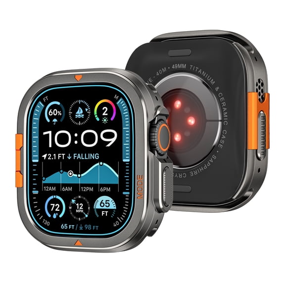 Noband Rugged Waterproof Metal & PC Bumper, for Apple Watch Ultra 3/2/1 Watch Case Includes Screen Protector, 9H Tempered Glass, 49mm