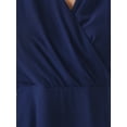 thumbnail image 5 of INSPIRE CHIC Women's V Neck 3/4 Sleeves High Low Chiffon Midi Dress L Navy Blue, 5 of 6