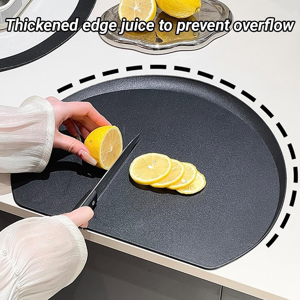 Silicone Cutting Boards for Kitchen,Flexible Food Grade TPU Cutting Mats,Anti-Slip Semicircle Cut Board for Chopping, Serving, Kitchen Mat, Dishwasher Safe