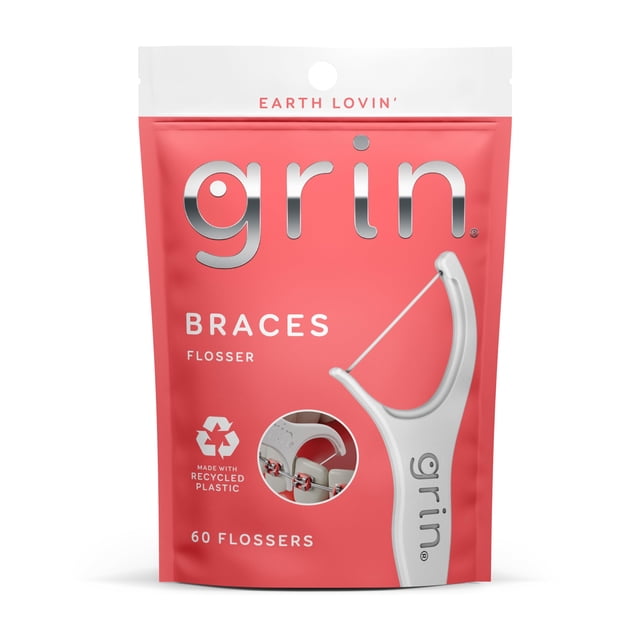 Floss Picks GRIN Braces, 60 cepillos dentales reciclados