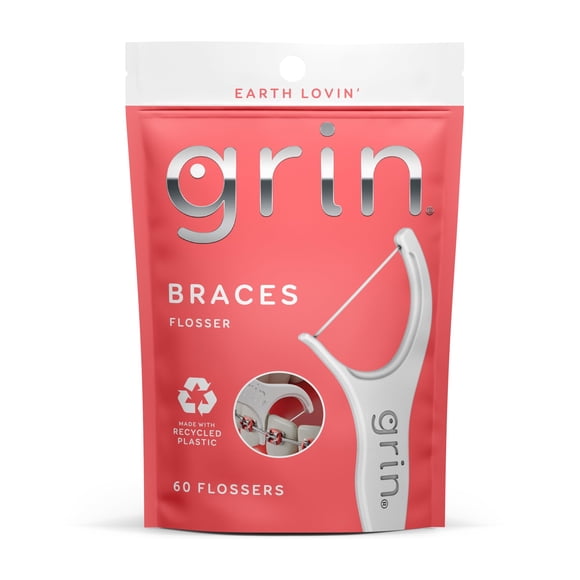 Floss Picks GRIN Braces, 60 cepillos dentales reciclados