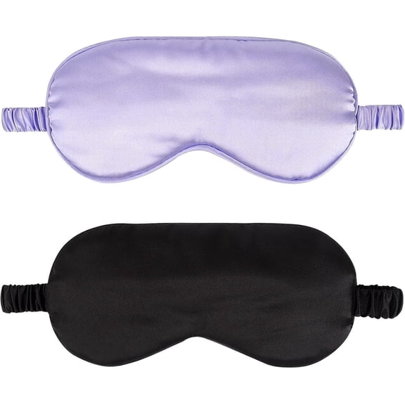 CHUNYAN 2 Pcs Silk satin sleep eye mask set, blackout sleep eye mask