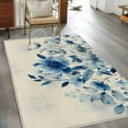 thumbnail image 3 of Blue Ombre Floral Large Area Rugs for Bedroom Living Room, Soft Non Slip Carpet Bedside Rug, Spring Elegant Flowers Beige Rustic Rectangular Floor Cover Kitchen Accent Rug 4'x6' for Office, 3 of 9