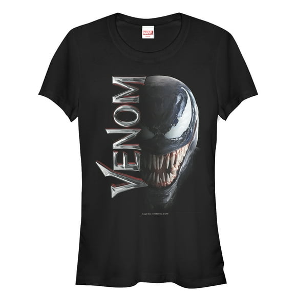 Junior's Marvel Venom Film Split Portrait  Graphic Tee Black 2X Large