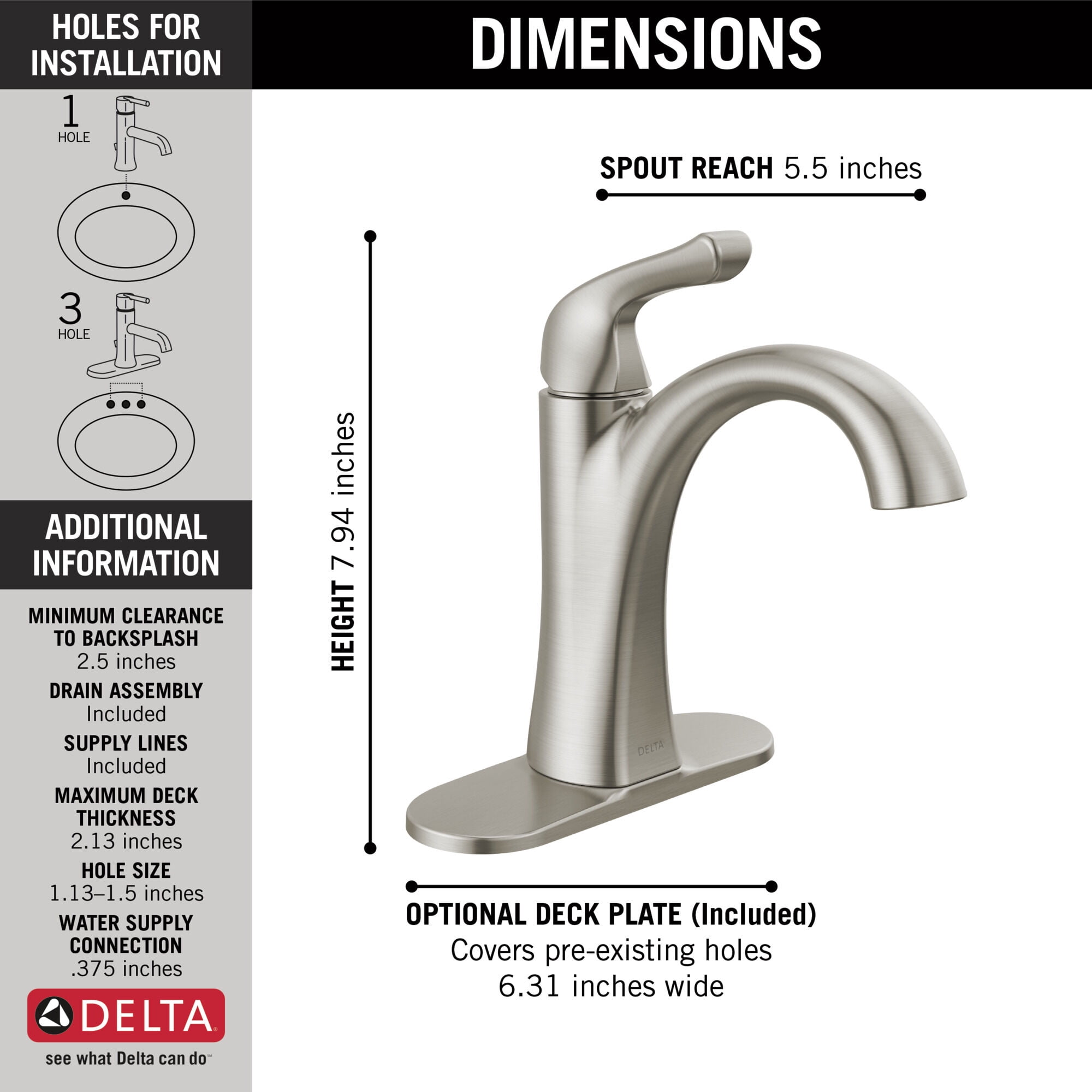 Delta Arvo Centerset Bathroom Faucet - 15840LF-SP - Spotshield Brushed Nickel