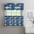 thumbnail image 2 of Kitchen Curtains 24 Inch Short - 3 Panel Set, Shark Whale Dolphin Ocean Theme, Rod Pocket Window Curtain, 100% Polyester for Nautical Farmhouse Kitchen, Easy Wash, 2 of 6