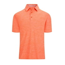 Yindaity Mens Golf Shirt Moisture Wicking Quick-Dry Short Sleeve Casual Polo Shirts for Men Orange,2XL