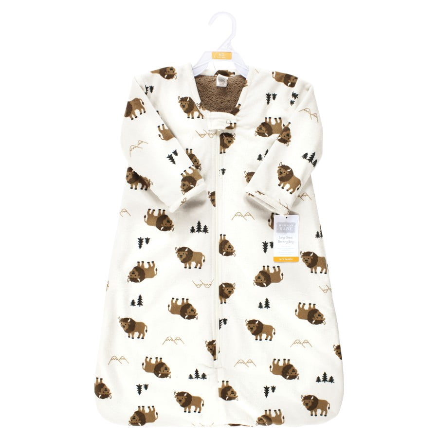 Hudson Baby Infant Boy Long Sleeve Plush Faux Fur Sleeping Bag, Wearable Blanket, Wild Buffalo, 18-24 Months