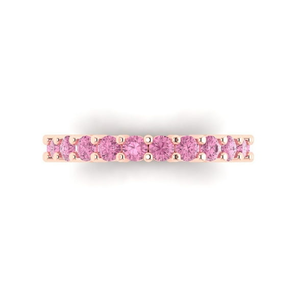 1.44 ctw Wedding Band for Women - 18K Rose Gold Simulated Pink Diamond Stackable Eternity Ring