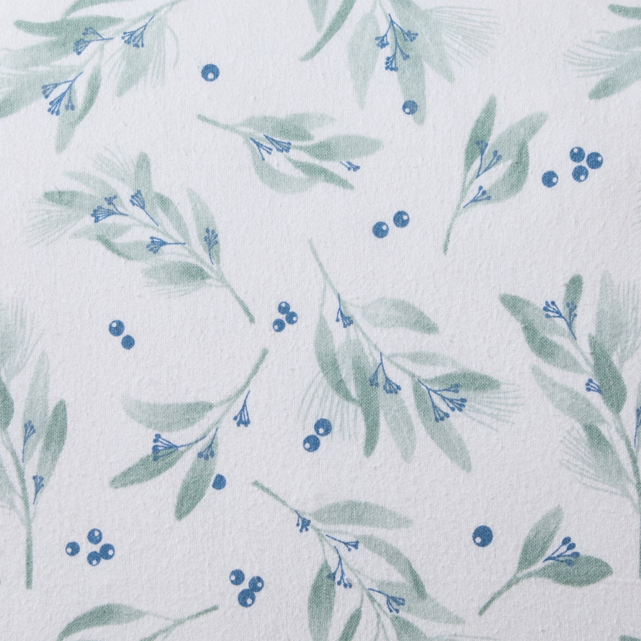 Hallmark Leafage 4-Piece Adult White/Green Brushed Cotton Flannel Bed Sheet Set, King
