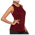 thumbnail image 1 of Prolriy - Camiseta deportiva para gimnasio, para mujer, con espalda cruzada, plisada, para yoga, color vino, talla L, 1 of 4