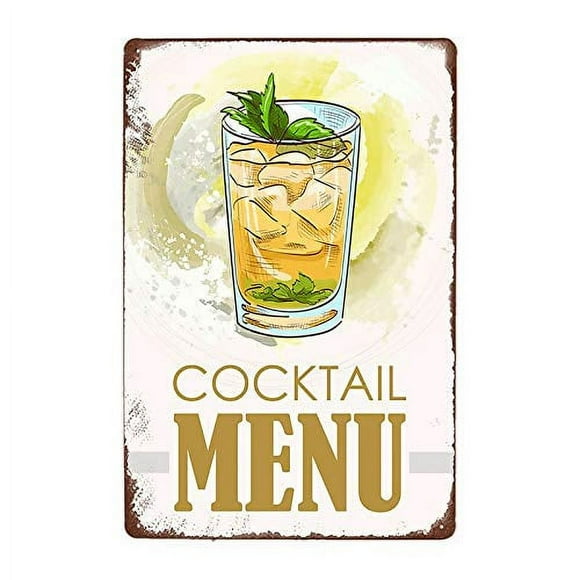 Size: 8" x 12" Various Cocktail Menu Retro Metal Tin Signs Kitchen Restaurant Poster Pub Bar Club Wall Decor Vintage Tin Sign