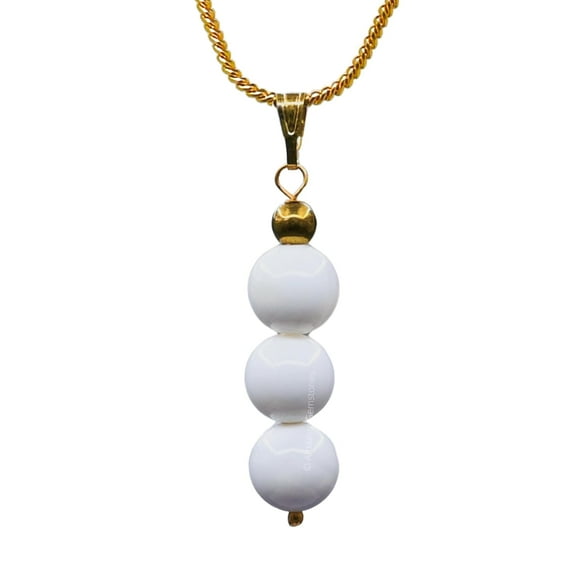 Mother of Pearl Bead Necklace - Golden Necklace Pendant Jewelry for Women