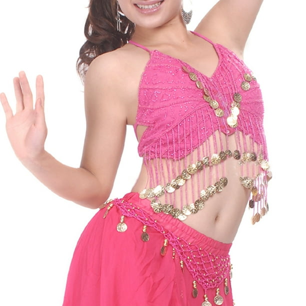 Bellylady Belly Dance Costume Halter Bra Top Skirt Set Christmas Costume Hot Pink Walmart Com Walmart Com