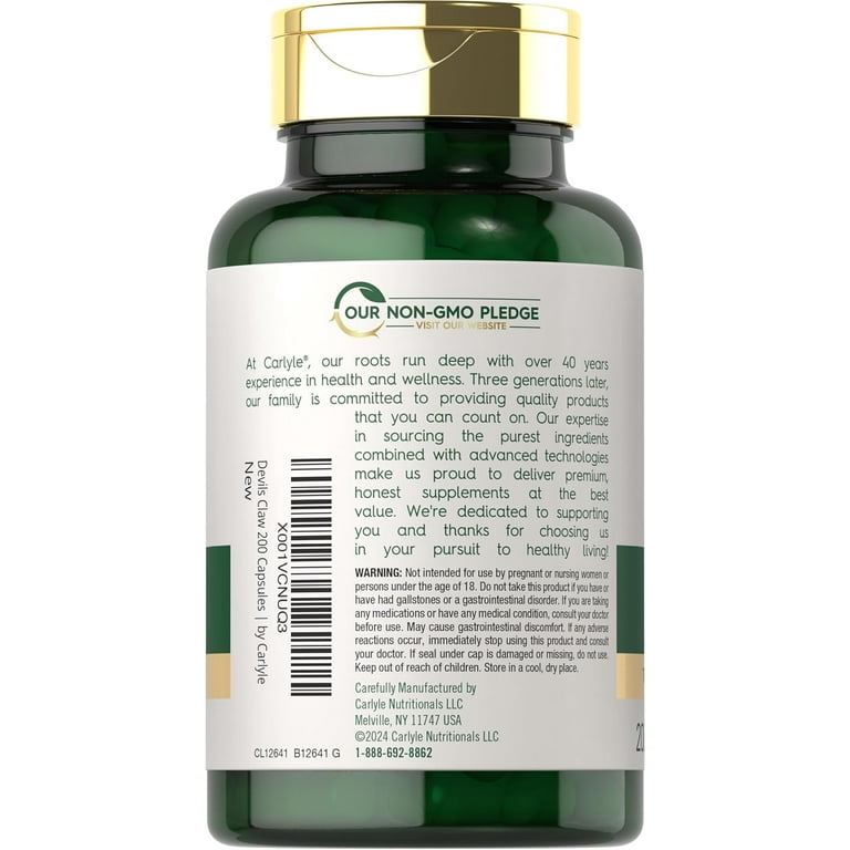 Carlyle, Devil's Claw Herbal Supplement, 2000mg, 200 Capsules