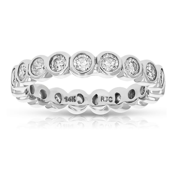 Vir Jewels 1.50 CTTW Diamond Eternity Ring Wedding Band 14K White Gold Bezel Set Size 8 Female Adult
