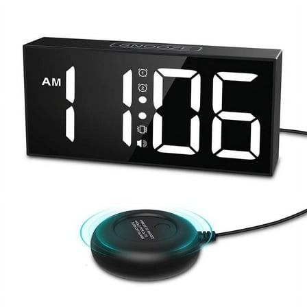 Vibrating Alarm Clock 7.5in Large Display LED Clock Loud Alarm Clock with Bed Shaker for Heavy Sleepers Hearing Impaired
