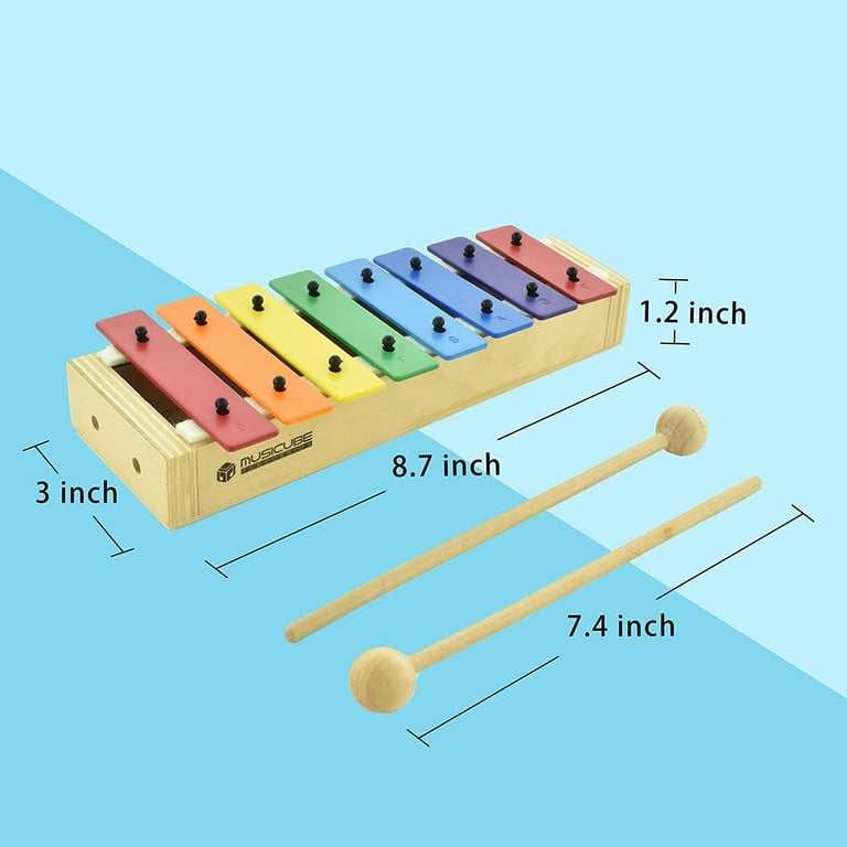 MUSICUBE Xylophone for Kids Wood Xylophone with Mallets Orff Music  Instrument for Educational& Preschool Learning Baby Percussion Kit with