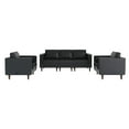 thumbnail image 2 of Flash Furniture 3 Piece Black LeatherSoft Sofa and 2 Chair Set, 8 AC Outlets/4 USB/4 USB-C Ports, Solid Wood Walnut Legs with Adjustable Glides, 2 of 13