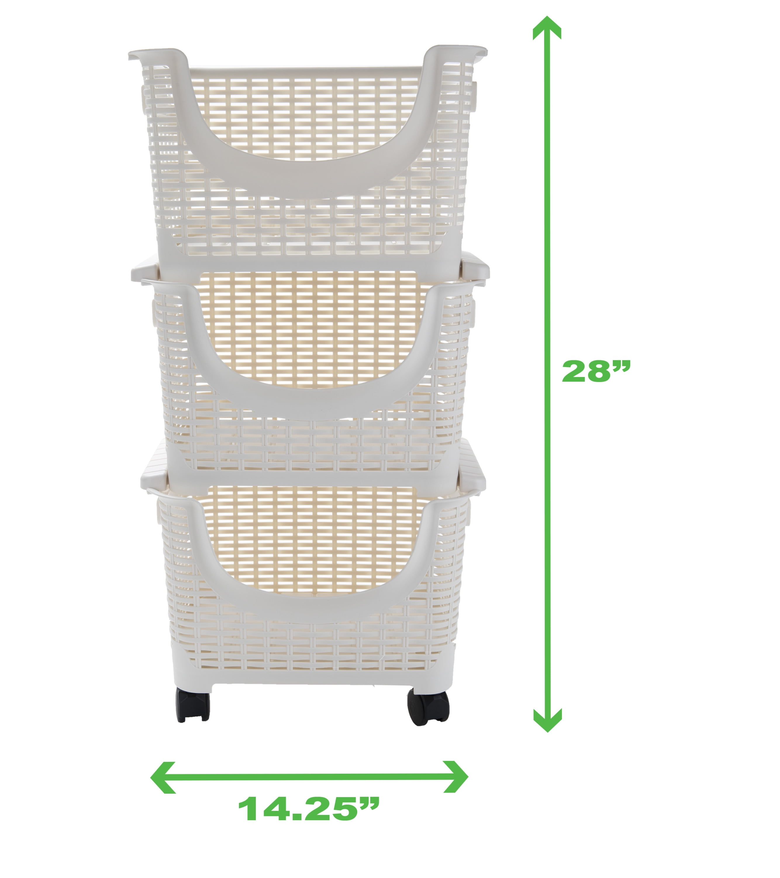 The Crown Choice Plastic Stackable Storage Bins and Organizers for Pantry  (3 Pack) – White Stackable Baskets for Organizing Kitchen, Bathroom, Under