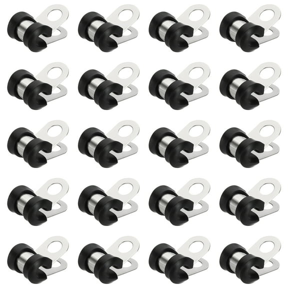 Cable Clamps, 304 Stainless Steel Conduit Clamp Cable Rigid Pipe Strap Metal Rubber Clips for Pipes Line Hose Bracket 3/16"