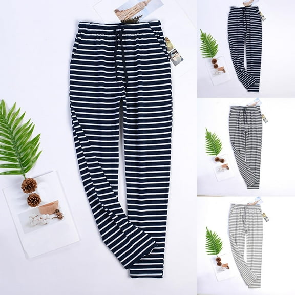 Momasggi Mens Big and Tall Cotton Pajama Pants Fashion Striped Print Sleep Pants Casual Drawstring Elastic Waist Pj Pant Sleepwear with Pockets Navy 2XL