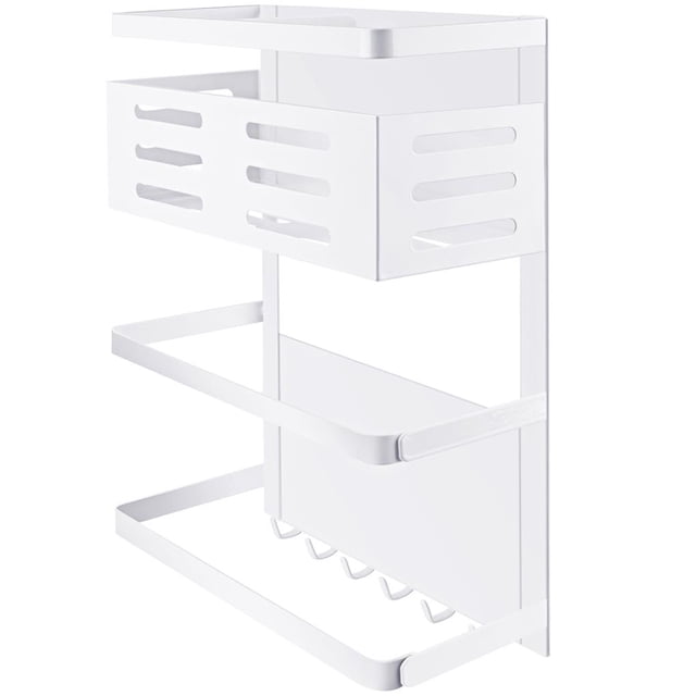 Estante De Refrigerador Multifuncional Blanco, Estante De Pared Lateral Para Lavadora De Horno Microondas Magnético De Hierro Forjado, Estante Grande Para Refrigerador Yuarrent HA027024-02