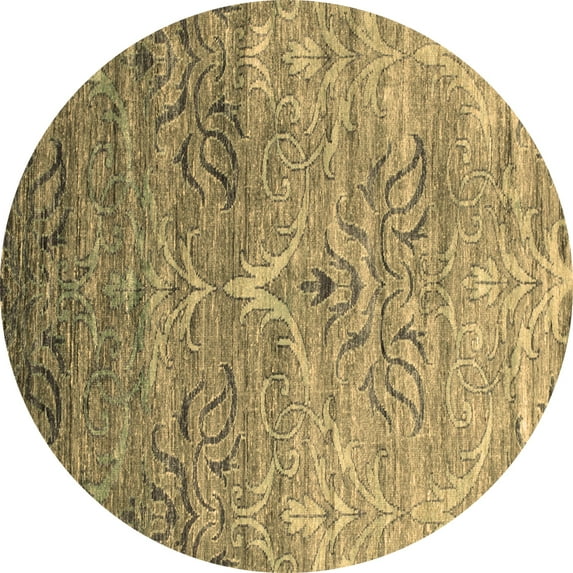 Ahgly Company Indoor Round Abstract Brown Contemporary Area Rugs, 8' Round