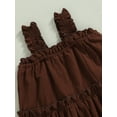 thumbnail image 6 of Wassery Toddler Girl Ruffle Sling Dresses Sleeveless Off Shoulder Solid Color A-Line Dress 3M-4T Summer Casual Party Street Princess Dress, 6 of 8