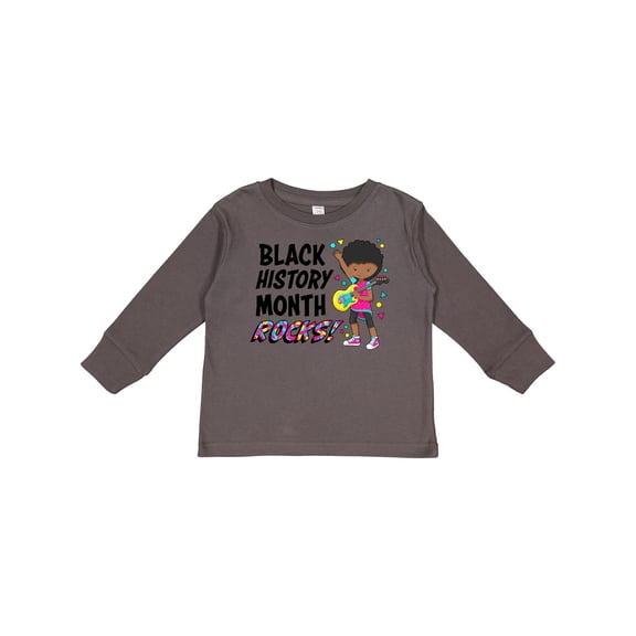 Inktastic Black History Month Rocks- Girl with Guitar Boys or Girls Long Sleeve Toddler T-Shirt