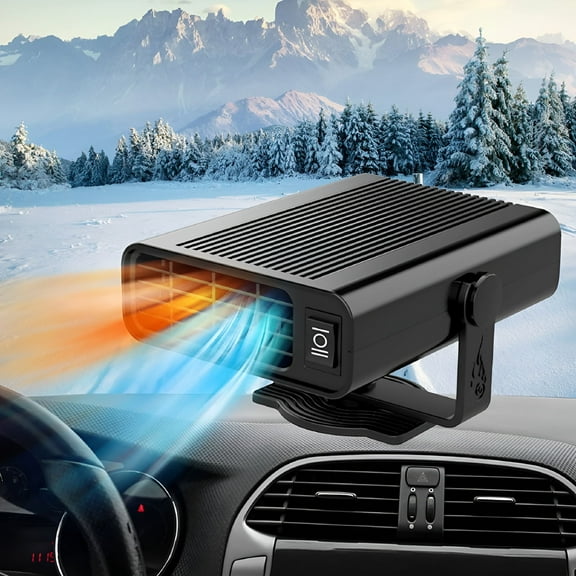 HIBIBUD Portable Car Heater, 12 V 120 W Car Fan Heater Defroster 2-in-1 Car Heater & Cooling Fan Defroster, 360° Rotatable Car Windscreen Demister Plug Cigarette Lighter