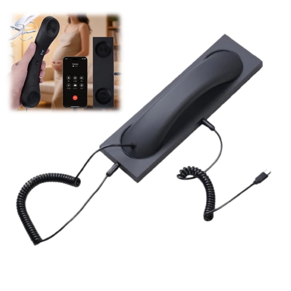 Retro Phone Handset Home Decor Aesthetic for iPhone Landline Rotary Phone for Home Pop Corded Telephone Handset for Cell Phones Connect to House Old School Vintage Telephone Receiver (Black)