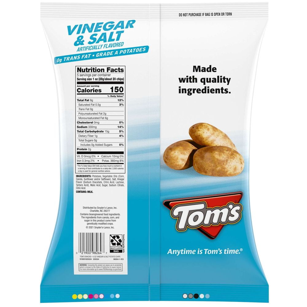 (Price/Case)Toms 790114211 Flat Chips Vinegar Salt 9-5 Ounce