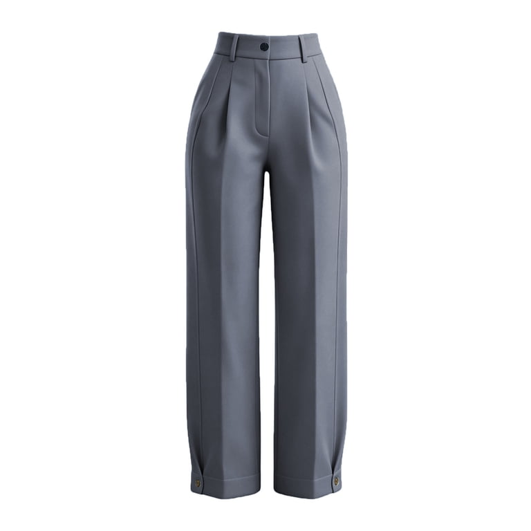 ladies cuffed dress pants Vbvc Women's High Waist Pleated Tapered Pants, Button Cuff Cropped Work Trousers For Women, Ladies' Business Wide Leg with Pockets,Gray,S TryNowAutomated