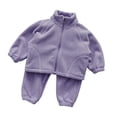 thumbnail image 3 of Cethrio Girls Fleece Pajama Sets Long Sleeve, Comfy 2 Piece Crew Neck Girls' Sleepwear Purple Size 2-3 T, 3 of 6