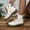#153-White, variant on Roncen Women's Winter Plush Lined Ankle Boots - Fashion Casual Solid Color Round Toe Side Zipper Front Lace-Up Chunky Low Heel Warm Comfort Boots for Daily Wear