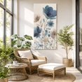 thumbnail image 6 of Canvas Wall Art, Navy Blue Floral Framed Canvas Prints for Living Room Hallway, Watercolor Flowers Farmhouse Linen Oversized Gallery Wrapped Wall Decor for Home Office, Gifts, 30"x60" Ship Next Day, 6 of 9