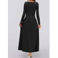 thumbnail image 4 of Women's Long Sleeve Fall Maxi Dress Crewneck Knit Casual Slim Swing Pleated Dresses with Pockets, 4 of 7